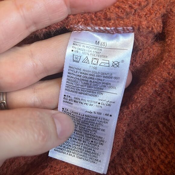 Old Navy Medium Rust Color Orange Pink Mock Neck Fuzzy Crop Top Knit Sweater - Picture 5 of 5